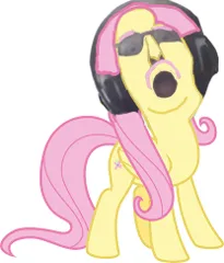 Size: 208x243 | Tagged: safe, artist:derpy man, edit, ponerpics import, ponybooru import, fluttershy, oc, oc:john capcom, ponified, pony, crossover, glasses, headphones, image, john capshy, male, meme, png, screaming, shitposting, solo, solo male, species swap