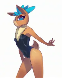 Size: 2160x2732 | Tagged: suggestive, artist:i love hurt, derpibooru import, velvet reindeer, anthro, deer, them's fightin' herds, bodysuit, clothes, colored sketch, community related, female, image, jpeg, looking at you, sketch, solo