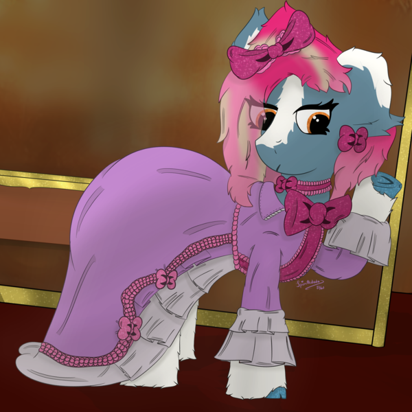 Size: 4000x4000 | Tagged: safe, artist:spiroudada, derpibooru import, oc, unofficial characters only, earth pony, pony, clothes, cute, dress, earth pony oc, female, image, mare, pink, png, smiling