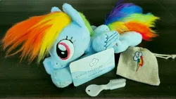 Size: 15538x8771 | Tagged: safe, derpibooru import, rainbow dash, original species, pegasus, plush pony, pony, cute, cutie mark, embroidery, happy, image, jpeg, looking at you, lying down, plushie, smiling, smiling at you, wonderbolts