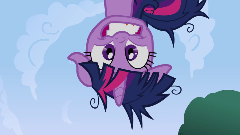 Size: 1920x1080 | Tagged: safe, derpibooru import, screencap, twilight sparkle, pony, unicorn, lesson zero, season 2, cloud, crazy face, faic, female, image, insanity, looking at you, mare, messy mane, offscreen character, png, pov, sky, tree, twilight snapple, unicorn twilight, upside down