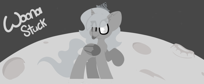 Size: 9680x4000 | Tagged: safe, artist:moonydusk, derpibooru import, princess luna, alicorn, pony, moonstuck, ;p, female, filly, hat, image, monochrome, one eye closed, png, tongue out, woona, younger