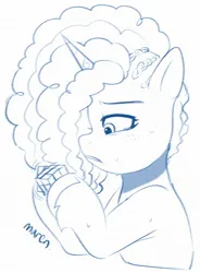 Size: 1467x1994 | Tagged: safe, artist:maren, derpibooru import, pony, unicorn, g5, cornrows, doodle, female, freckles, image, jpeg, mare, misty brightdawn, rubik's cube, simple background, sweat, white background