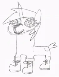 Size: 663x872 | Tagged: safe, artist:purppone, ponerpics import, lyra heartstrings, pony, unicorn, boots, clothes, image, jpeg, numget, shoes, sketch, solo, timbs