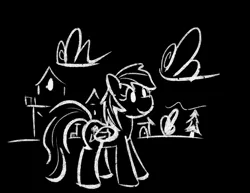 Size: 3300x2550 | Tagged: safe, artist:purppone, ponerpics import, rainbow dash, pegasus, pony, chalk, chalk drawing, female, image, mare, monochrome, png, solo, traditional art
