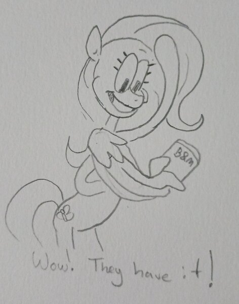Size: 1611x2048 | Tagged: safe, artist:pony quarantine, derpibooru import, fluttershy, pegasus, pony, semi-anthro, can, canned bread, female, grayscale, grin, image, jpeg, mare, monochrome, pencil drawing, reference, smiling, solo, spongebob reference, spongebob squarepants, squidward tentacles, traditional art