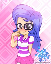 Size: 2015x2490 | Tagged: safe, artist:rjp.rammy, derpibooru import, oc, oc:margaret hailey, equestria girls, clothes, female, glasses, image, png, shirt, skirt, solo