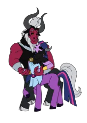 Size: 1000x1414 | Tagged: safe, artist:zetikoopa, derpibooru import, lord tirek, twilight sparkle, centaur, taur, couple, female, image, love, male, png, shipping, simple background, species swap, straight, transparent background, twirek