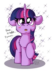 Size: 1414x2000 | Tagged: safe, artist:julunis14, derpibooru import, twilight sparkle, pony, unicorn, blushing, cheek fluff, chest fluff, cute, female, filly, filly twilight sparkle, floppy ears, image, implied princess celestia, jpeg, looking up, simple background, solo, sparkles, twiabetes, unicorn twilight, white background, younger