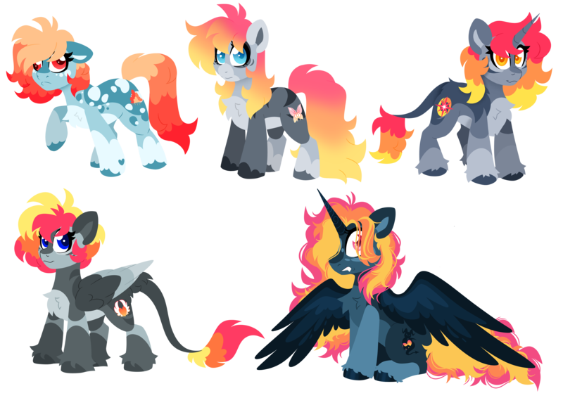 Size: 7407x5237 | Tagged: safe, derpibooru import, oc, oc:crazy looncrest, alicorn, earth pony, pegasus, pony, alternate, clone, image, png