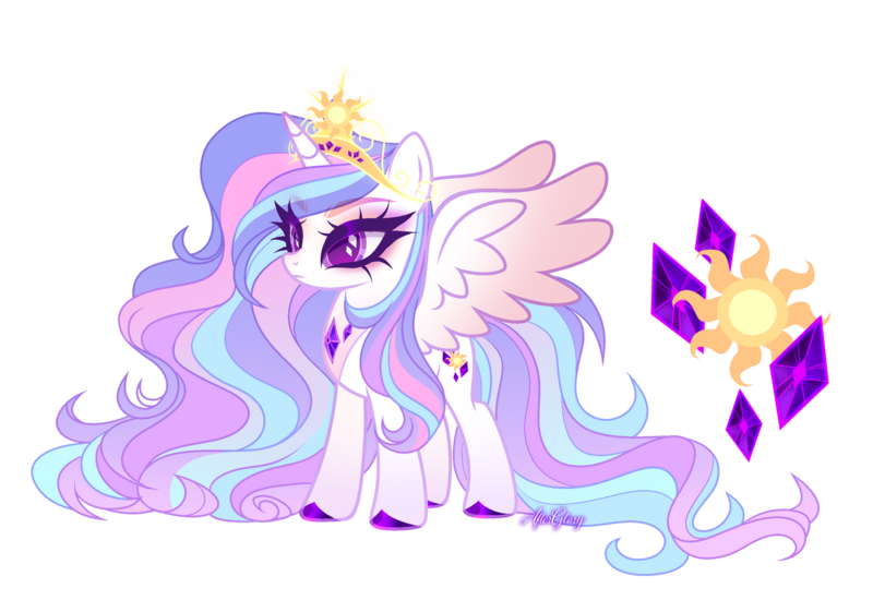 Size: 1920x1319 | Tagged: safe, artist:gloriaartist, derpibooru import, oc, alicorn, changepony, hybrid, pony, crown, female, image, interspecies offspring, jewelry, mare, offspring, parent:princess celestia, parent:thorax, parents:thoralestia, png, regalia, simple background, solo, transparent background