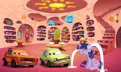 Size: 875x520 | Tagged: safe, derpibooru import, twilight sparkle, pony, car, cars (pixar), cars 2, crying, grem and acer, image, png