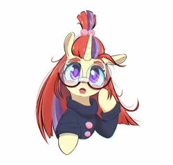 Size: 1000x952 | Tagged: safe, artist:inkypuso, derpibooru import, moondancer, pony, unicorn, big eyes, blushing, bust, cute, dancerbetes, female, glasses, image, jpeg, looking at you, mare, one ear down, open mouth, round glasses, simple background, solo, white background