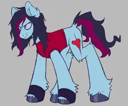 Size: 2470x2050 | Tagged: safe, artist:mxmx fw, derpibooru import, ponified, earth pony, pony, bert mccracken, blue eyes, clothes, dyed mane, dyed tail, emo, gloves, hoof polish, image, jpeg, male, shirt, smiling, solo, stallion, tail, the used, two toned mane, two toned tail, unshorn fetlocks