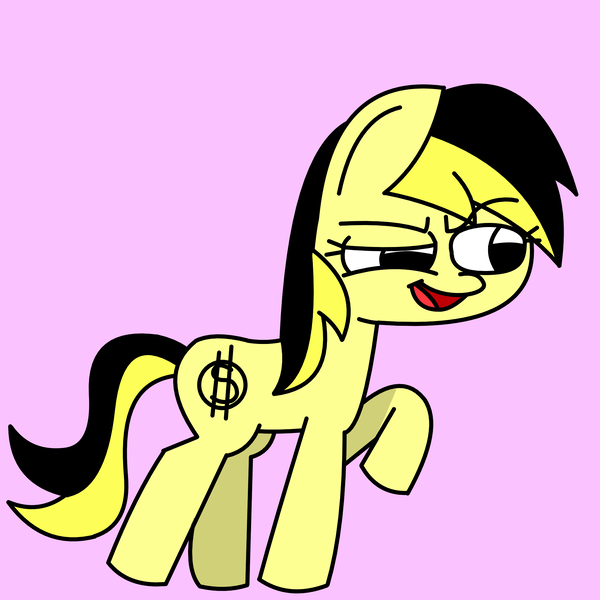 Size: 2048x2048 | Tagged: safe, artist:aryannespetfemboy, ponerpics import, ponybooru import, oc, oc:leslie fair, unofficial characters only, pony, ancap, aria property cinematic universe, capitalism, image, nonbinary, pink background, png, raised hoof, raised leg, simple background, stonetoss, yellow coat