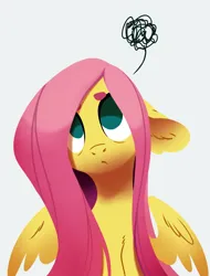 Size: 1686x2221 | Tagged: safe, artist:28gooddays, derpibooru import, fluttershy, pegasus, pony, :<, beanbrows, cute, eyebrows, female, floppy ears, frown, image, looking up, mare, no pupils, partially open wings, pictogram, png, shyabetes, simple background, solo, white background, wings