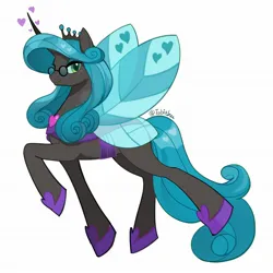 Size: 2048x2048 | Tagged: safe, artist:tabithaqu, derpibooru import, idw, queen chrysalis, changeling, changeling queen, female, image, jpeg, mirror universe, reversalis, simple background, solo, white background