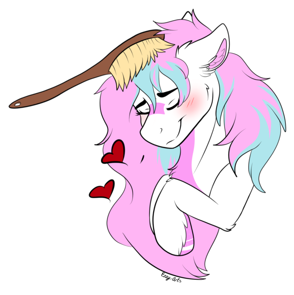 Size: 2000x2010 | Tagged: safe, artist:monsoonvisionz, derpibooru import, oc, oc:dyn, unofficial characters only, pegasus, pony, bliss, blushing, brush, eyes closed, facial markings, fluffy, happy, heart, image, multicolored hair, multicolored mane, png, solo, unshorn fetlocks