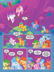 Size: 768x1024 | Tagged: safe, derpibooru import, idw, official, hitch trailblazer, izzy moonbow, pipp petals, sunny starscout, zipp storm, earth pony, pegasus, pony, unicorn, g5, spoiler:comic, spoiler:comiccampbighoof2, spoiler:g5, spoiler:g5comic, camp bighoof, female, image, jpeg, male, mane five, mare, official comic, stallion