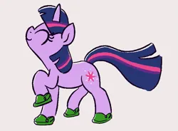 Size: 763x561 | Tagged: safe, artist:algoatall, derpibooru import, twilight sparkle, pony, unicorn, crocs, cute, eyes closed, female, image, mare, nose in the air, png, simple background, solo, twiabetes, twilight crockle, unicorn twilight, white background