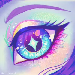 Size: 1000x1000 | Tagged: safe, artist:nettlemoth, derpibooru import, rarity, pony, unicorn, close-up, extreme close up, eyeliner, eyeshadow, face paint, female, image, jpeg, makeup, mare, solo, wingding eyes