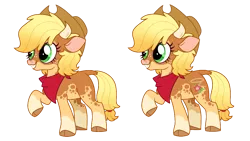 Size: 1075x605 | Tagged: safe, artist:unoriginai, derpibooru import, oc, unofficial characters only, cow, cow pony, hybrid, cloven hooves, cute, hybrid oc, image, magical lesbian spawn, offspring, parent:applejack, parent:arizona (tfh), png