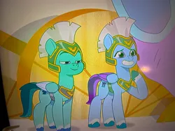 Size: 4032x3024 | Tagged: safe, derpibooru import, screencap, pegasus, pony, g5, my little pony: tell your tale, spoiler:g5, spoiler:my little pony: tell your tale, spoiler:tyts01e59, crying, image, jpeg, moon festival (tell your tale), pegasus royal guard, royal guard, tears of joy, thunder flap, zoom zephyrwing