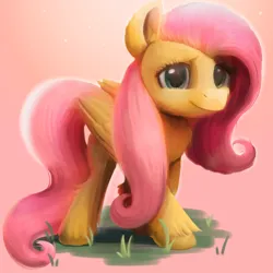 Size: 1080x1080 | Tagged: safe, artist:candy meow, derpibooru import, fluttershy, pegasus, pony, cheek fluff, chest fluff, ear fluff, female, grass, image, leg fluff, looking at you, mare, png, signature, smiling, smiling at you, solo, unshorn fetlocks