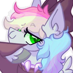 Size: 500x500 | Tagged: safe, artist:pins_et_needles, derpibooru import, oc, oc:blazey sketch, unofficial characters only, pegasus, bow, clothes, green eyes, grey fur, hair bow, image, multicolored hair, pegasus oc, png, simple background, smug, solo, sweater, transparent background, wings