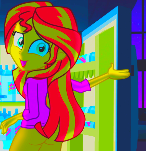 Size: 1114x1152 | Tagged: suggestive, artist:dirty mike, derpibooru import, edit, edited edit, edited screencap, editor:slayerbvc, screencap, sunset shimmer, equestria girls, rainbow rocks, adorasexy, ass, bottomless, bunset shimmer, butt, casual nudity, clothes, cropped, cute, female, food, image, looking at you, looking back, looking back at you, needs more saturation, no panties, nude edit, nudity, pajamas, partial nudity, partial nudity edit, png, refrigerator, sexy, solo, solo female, whipped cream