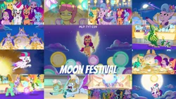 Size: 1972x1109 | Tagged: safe, derpibooru import, edit, edited screencap, editor:quoterific, screencap, applejack, fluttershy, pinkie pie, pipp petals, queen haven, rainbow dash, rarity, sparky sparkeroni, twilight sparkle, zipp storm, pony, g5, my little pony: tell your tale, spoiler:g5, spoiler:my little pony: tell your tale, female, filly, filly pipp petals, filly zipp storm, image, leaf (g5), luminous dazzle, mane six, misty brightdawn, moon festival (tell your tale), png, thunder flap, younger, zoom zephyrwing