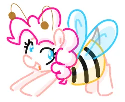 Size: 391x319 | Tagged: safe, artist:somethingatall, ponerpics import, pinkie pie, earth pony, pony, animal costume, bee costume, clothes, costume, female, gartic phone, happy, image, mare, png, simple background, smiling, solo, white background