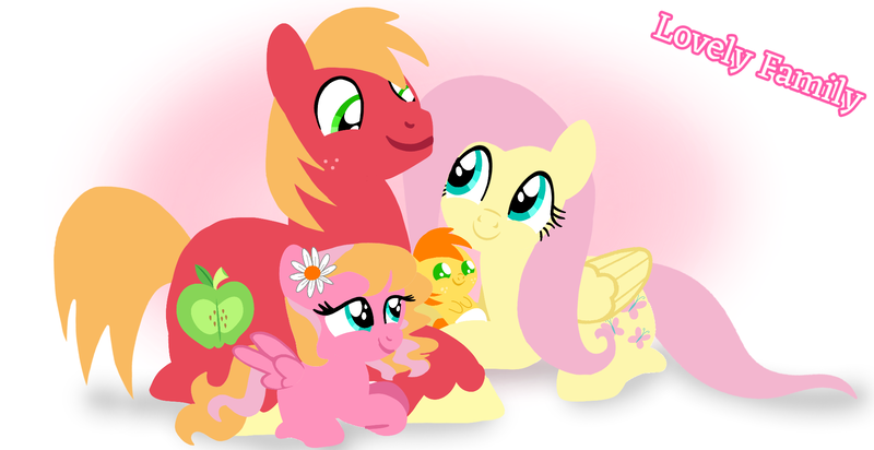 Size: 1980x1020 | Tagged: safe, artist:mlplary6, derpibooru import, big macintosh, fluttershy, oc, oc:autumn crisp, oc:melody blossom, earth pony, pegasus, pony, baby, baby pony, colt, family, female, filly, flower, flower in hair, fluttermac, fluttermom, foal, husband and wife, image, looking at each other, looking at someone, lying down, male, mare, offspring, parent:big macintosh, parent:fluttershy, parents:fluttermac, png, shipping, smiling, smiling at each other, stallion, straight, text