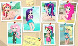 Size: 2990x1784 | Tagged: safe, artist:charliexe-edits, color edit, derpibooru import, edit, human, equestria girls, bikini, clothes, colored, devil horn (gesture), female, heart hands, human coloration, image, one-piece swimsuit, photo, png, skin color edit, swimming trunks, swimsuit, undressing, wetsuit
