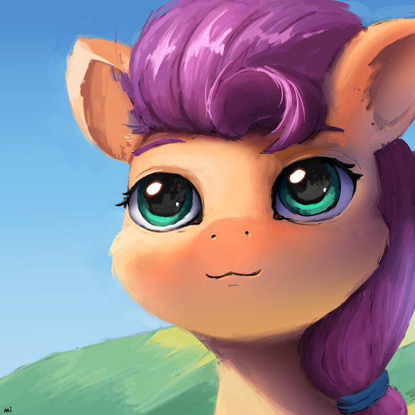 Size: 3200x3200 | Tagged: safe, artist:little_mouse, derpibooru import, sunny starscout, earth pony, pony, g5, :3, bust, high res, image, jpeg, portrait, solo