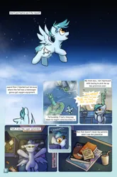 Size: 2079x3142 | Tagged: safe, artist:captainhoers, derpibooru import, oc, oc:concorde, unofficial characters only, pegasus, pony, comic:stardust:the sky belongs to no one, bed, book, comic, cutiespark, flying, foal, high res, image, implied soarin', implied spitfire, jpeg, looking up, manehattan, narration, offspring, on bed, parent:soarin', parent:spitfire, parents:soarinfire, phone, post-it, solo, space, statue of friendship, text box