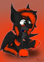 Size: 3056x4320 | Tagged: safe, artist:darky, derpibooru import, oc, oc:darky, unofficial characters only, bat pony, pegasus, collar, image, jpeg, red and black oc, tongue out