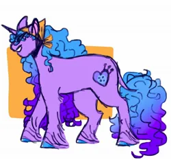 Size: 2048x1906 | Tagged: safe, artist:rare-apples, derpibooru import, izzy moonbow, pony, unicorn, g5, 2d, digital art, female, happy, horn, image, jpeg, long hair, long mane, mare, redesign, simple background, sketch, smiling, solo, standing