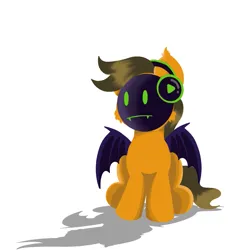 Size: 1199x1199 | Tagged: safe, artist:julie25609, derpibooru import, oc, oc:summer dawn, unofficial characters only, bat pony, cyborg, bat pony oc, bat wings, fangs, headset, image, png, protogen, simple background, solo, white background, wings