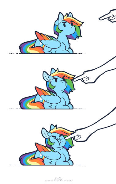 Size: 4288x6789 | Tagged: safe, artist:evehly, derpibooru import, rainbow dash, human, pegasus, pony, colored wings, comic, eye clipping through hair, female, grumpy, image, imminent boop, lying down, mare, multicolored wings, narrowed eyes, offscreen character, png, prone, rainbow wings, recoil, scrunchy face, simple background, solo focus, wat, white background, wings