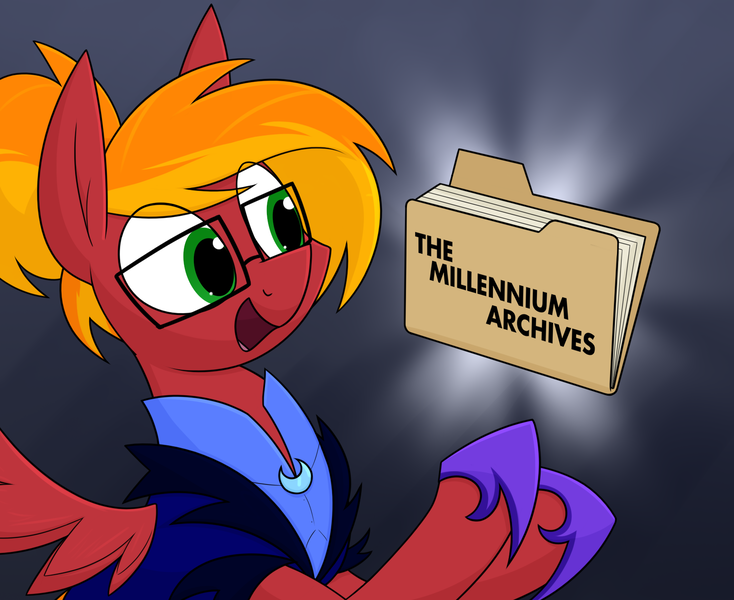 Size: 1620x1324 | Tagged: safe, artist:moonatik, derpibooru import, oc, oc:moonatik, pegasus, pony, alternate timeline, clothes, fanfic art, file, folder, glasses, gloves, image, jacket, male, new lunar millennium, nightmare takeover timeline, pegasus oc, png, shirt, solo, stallion, wings