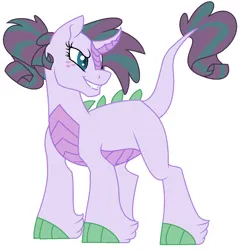 Size: 1224x1268 | Tagged: safe, artist:asexual-armadillo, derpibooru import, oc, oc:moonstone, unofficial characters only, dracony, hybrid, fangs, freckles, grin, image, interspecies offspring, offspring, parent:rarity, parent:spike, parents:sparity, png, simple background, smiling, solo, white background