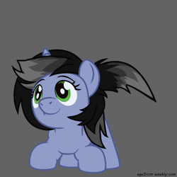Size: 800x800 | Tagged: safe, artist:age3rcm, derpibooru import, oc, oc:shainer shrapnel shock, unofficial characters only, pony, unicorn, animated, behaving like a dog, cute, doom equestria, equestria doom, female, gif, gray background, green eyes, horn, image, mare, simple background, solo, tail, tail wag