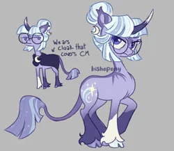 Size: 1920x1670 | Tagged: safe, artist:bishopony, derpibooru import, twilight sparkle, oc, oc:stardust dazzle, classical unicorn, pony, unicorn, alternate universe, cloak, clothes, cloven hooves, coat markings, curved horn, female, glasses, gray background, horn, image, leonine tail, mare, png, round glasses, signature, simple background, socks (coat marking), solo, unshorn fetlocks, watermark