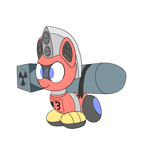 Size: 5000x5000 | Tagged: safe, derpibooru import, oc, oc:trackhead, original species, pony, robot, robot pony, wheelpone, atomic bomb, duct tape, image, nuclear weapon, png, simple background, solo, tape, transparent background, weapon