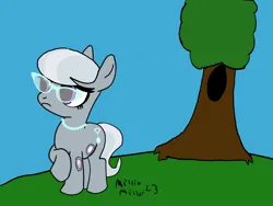 Size: 2160x1620 | Tagged: safe, artist:amelia, derpibooru import, silver spoon, earth pony, pony, derpibooru exclusive, female, filly, foal, glasses, image, insulin patch, jpeg, literal diabetes, solo