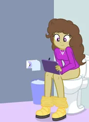 Size: 1100x1500 | Tagged: suggestive, artist:lightning_musicwave, derpibooru import, part of a set, oc, oc:moon pearl, equestria girls, bathroom, but why, clothes, graphics tablet, image, png, stylus, taking a dump, toilet, toilet paper, toilet paper roll