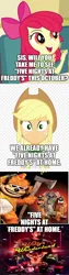 Size: 500x1996 | Tagged: safe, artist:thebarsection, derpibooru import, edit, edited screencap, screencap, apple bloom, applejack, equestria girls, equestria girls series, comic, five nights at freddy's, image, png, screencap comic, the banana splits, willy's wonderland