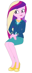 Size: 1900x4316 | Tagged: safe, artist:gmaplay, derpibooru import, princess cadance, equestria girls, clothes, dean cadance, eyeshadow, female, front view, image, jacket, jewelry, lipstick, looking at you, makeup, necklace, png, shirt, shoes, side view, simple background, skirt, smiling, solo, transparent background, vector