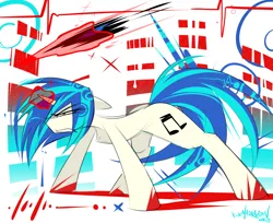 Size: 1500x1224 | Tagged: semi-grimdark, artist:madragon, derpibooru import, vinyl scratch, pony, unicorn, angry, blood, image, png, pon-3, solo